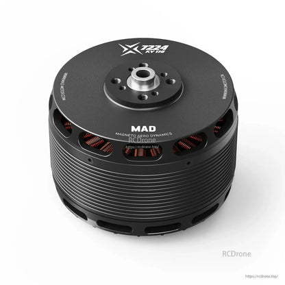MAD X7224 IPE V2.0 eVTOL Airplane Drone Motor, MAD X7224 KV180 brushless drone motor with black anodized housing, mounting holes, and visible copper windings
