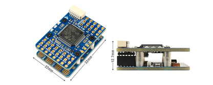 MATEKSYS F405-WMO flight controller board with solder pads, USB port, and 32×22 mm footprint (12.7 mm tall)