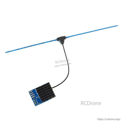 MATEKSYS MR900-30 MAVLink 900MHz Receiver, MATEKSYS MR900-30 900MHz MAVLink receiver board with wired T-style antenna and solder pad header