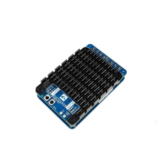 MATEKSYS PM20S-2 power module with large black heatsink on blue PCB and VIN/GND pads