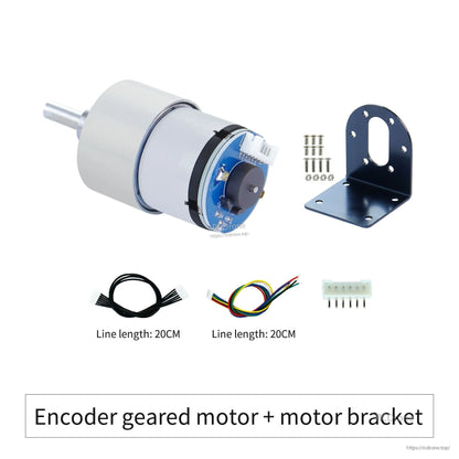 Encoder geared motor with mounting bracket, screws, 20cm cables and 6-pin connector set