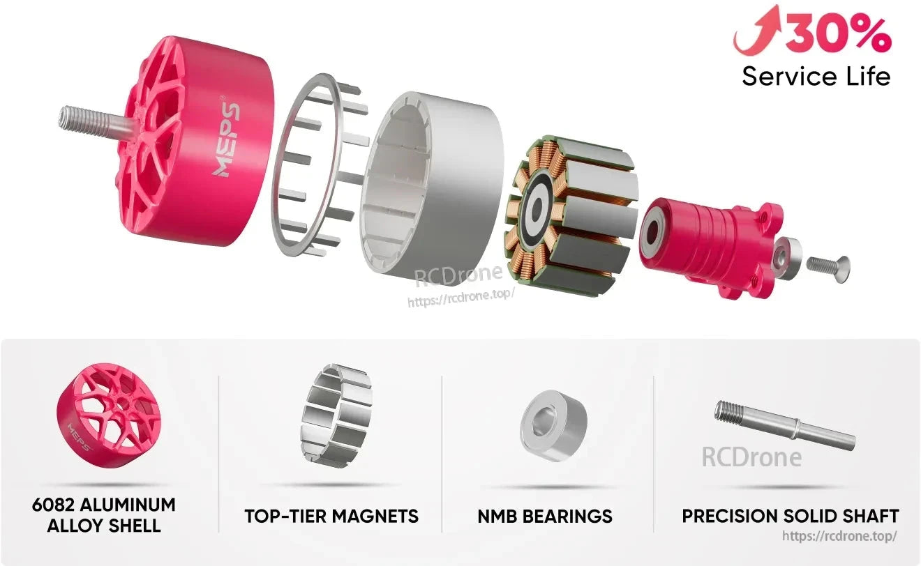 MEPS NEON 3115 1050KV Brushless Motor, A high-performance motor for cinematic FPV drones, suitable for 8-10 inch quadcopters.