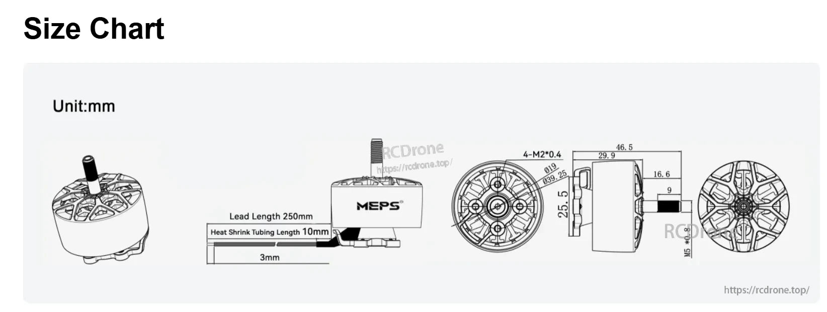 MEPS NEON 3115 1050KV Brushless Motor, MEPS NEON 3115 1050KV motor specifications with millimeter dimensions.
