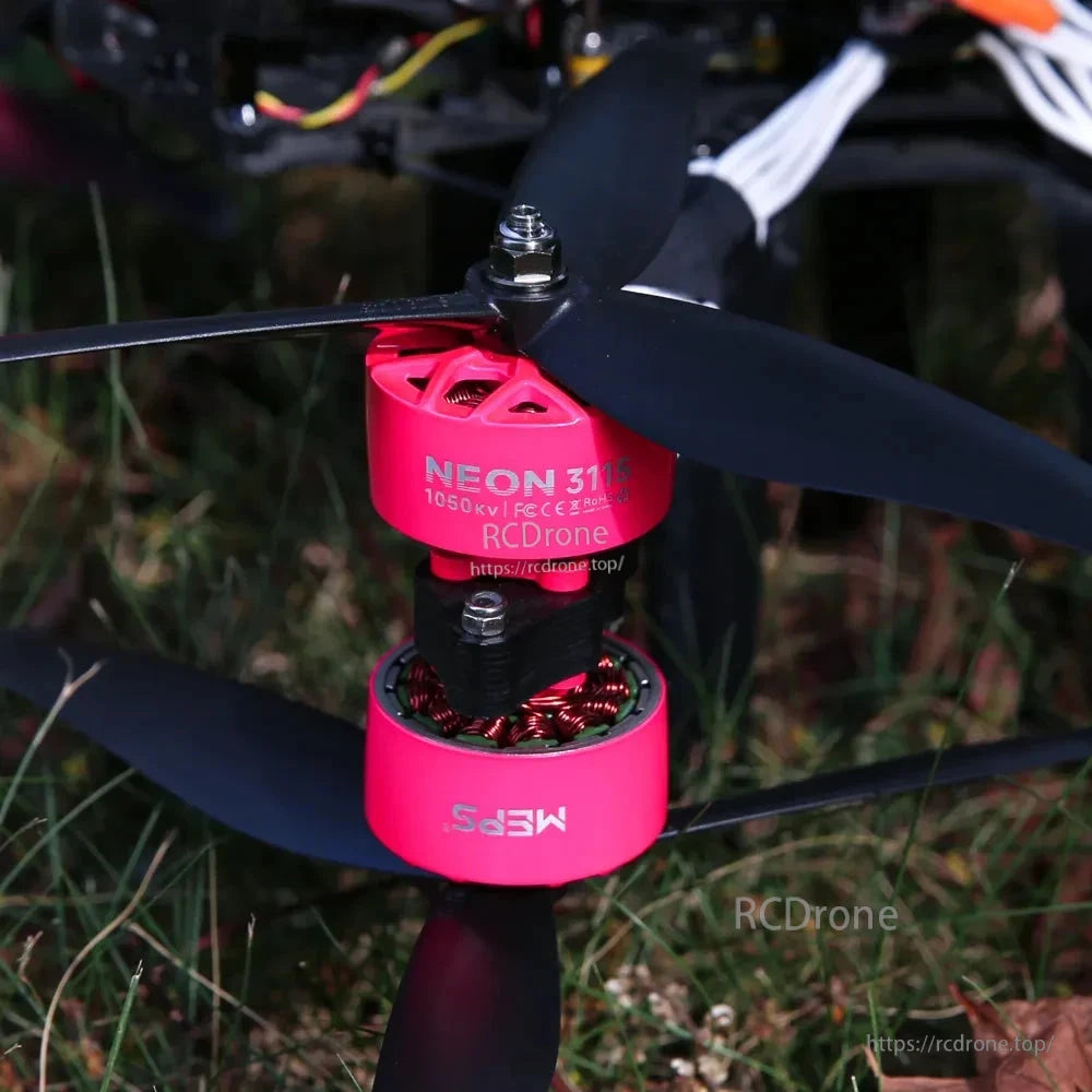 MEPS NEON 3115 1050KV Brushless Motor, The specifications for a cable motor include dimensions, voltage, configuration, resistance, current, power, and mounting details.