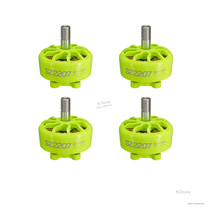 MEPS SZ2207 V2 4PCS FPV Motor set, four neon green motors shown together on white