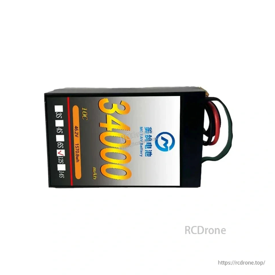 MG 34000mAh 6S/12S/14S 23.1V/46.2V/53.9V 10C High-Density Solid State Lipo Battery for Heavy-Duty UAVs