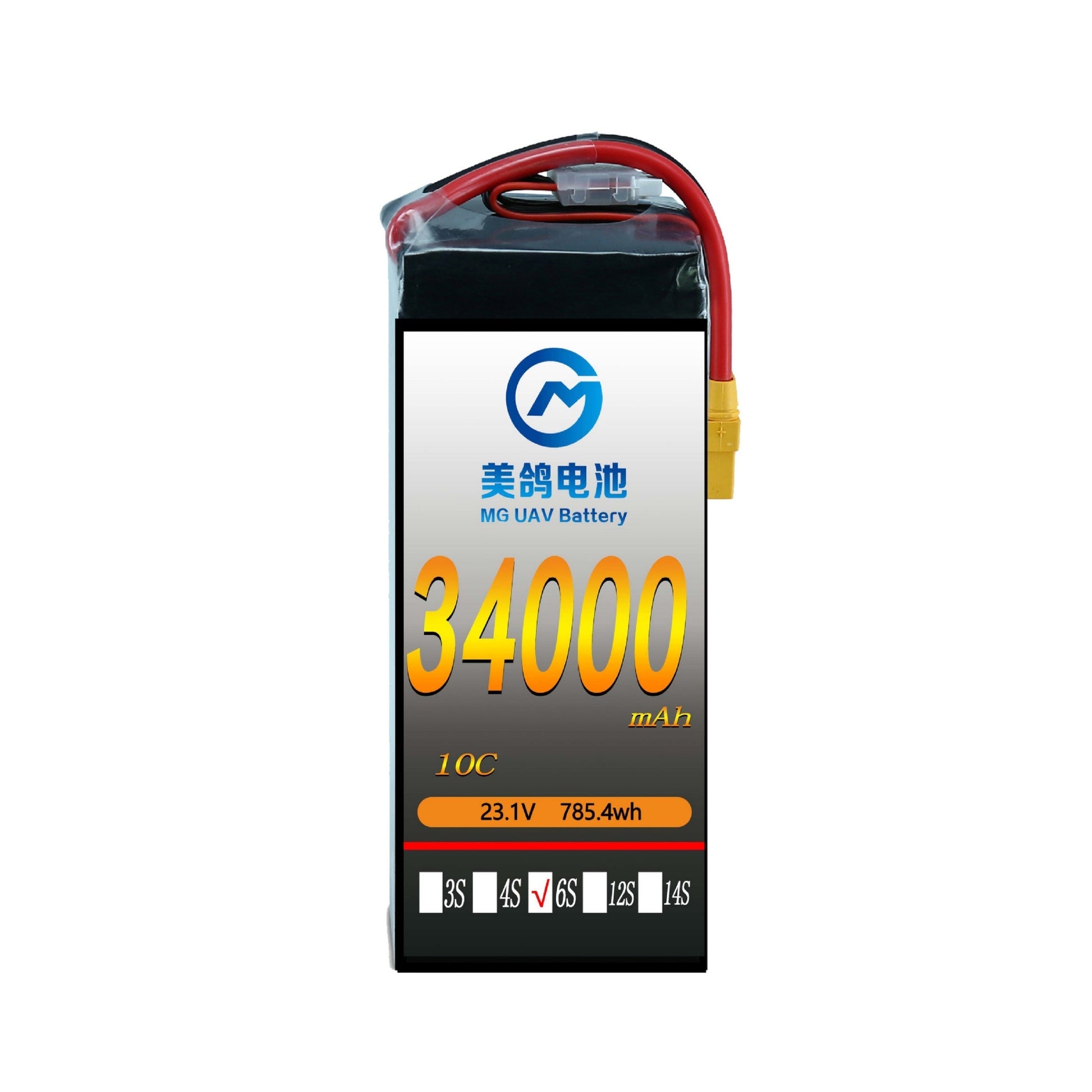 High-capacity 34000mAh 6S 23.1V 10C LiPo battery designed for heavy-duty drones, offering long flight times and reliable power performance.