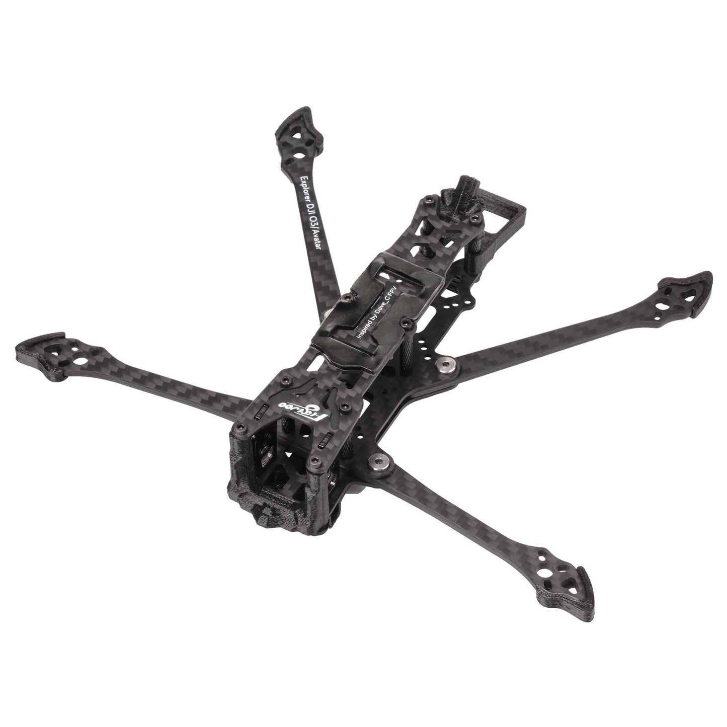 Flywoo Explorer LR4 carbon fiber quadcopter frame kit with long arms, top plate, and camera mount