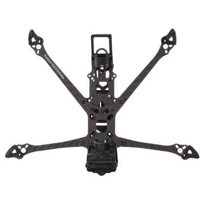 Flywoo Explorer LR 4 Walksnail Frame Kit, Flywoo Explorer LR quadcopter frame kit in carbon fiber with long arms, cutouts, and 3D-printed mounts