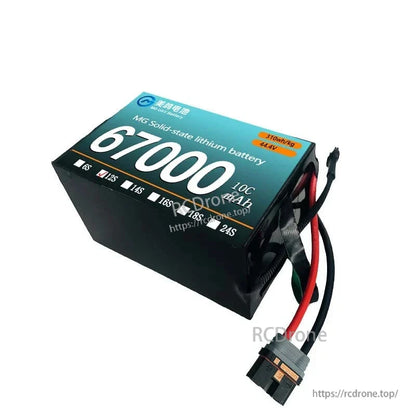 MG Solid-State Lipo Battery, High-capacity MG solid-state lithium battery: 67000mAh, 12S/14S/18S, 44.4–66.6V, 310Wh/kg energy density, supports 1C–2C charging, ideal for high-performance drones.