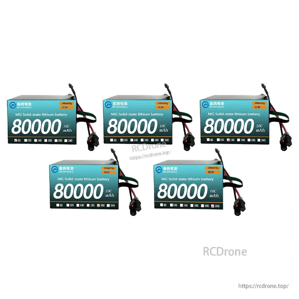 MG UAV Solid-State Lipo Battery, MG solid-state lithium battery offers 80000mAh, 10C, multiple configurations; ideal for heavy-load, long-endurance UAVs with high energy density and reliability.