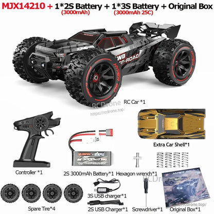 MJX 14209/14210 V3.0 1/14 Rc Car, The MJX 14209/14210 off-road truck features a metal chassis, 45A ESC, and 2852 motor for smooth performance.