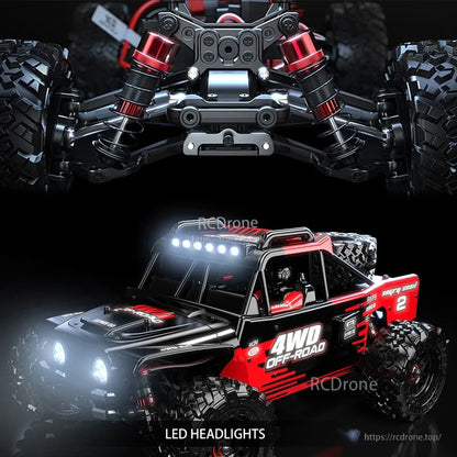 MJX 14209/14210 V3.0 1/14 Rc Car, MJX 1/14 scale brushless 4WD RC truck with 75km/h speed, metal chassis, LED lights, 45A ESC, 2852 motor, and 2.4G remote—ready-to-run off-road vehicle.
