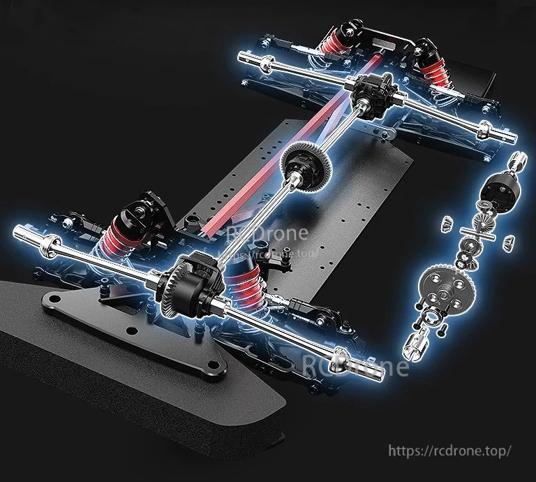 MJX Hyper Go RC Car, A three-dimensional (T3D) pistol-grip remote control with adjustable steering, throttle, and reverse functions.