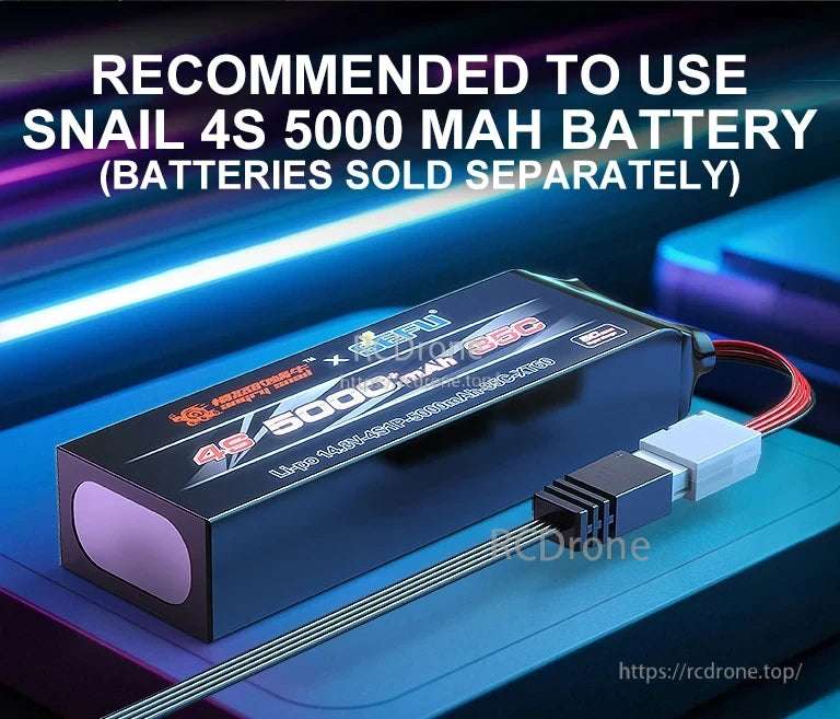 Recommended 4S 5000mAh 35C Snail battery for MJX Hyper Go RC car; batteries sold separately.