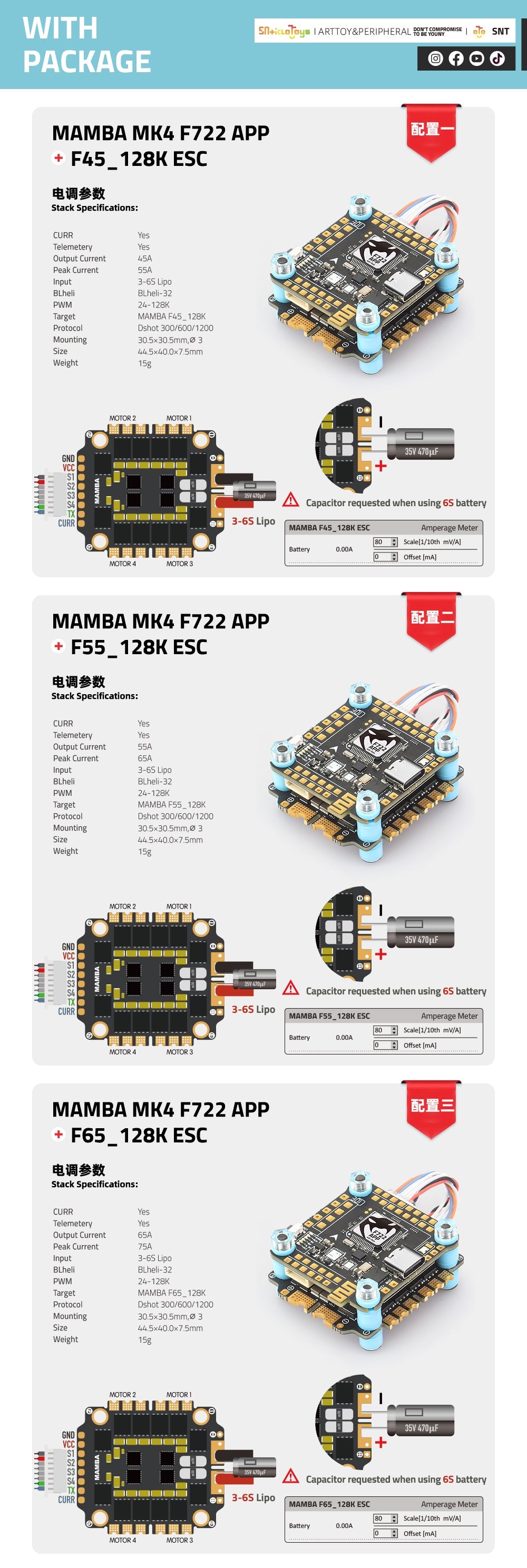 Diatone MAMBA F722 APP MK4 WIFI/DJI Flight Controller Stack - F7 45A/55A/65A 128K BLHeli32 ESC 6S 4in1 Dshot1200 Brushless ESC 17 CURR Yes Telemetery Yes Output Current LSA Peak Current 55A Input