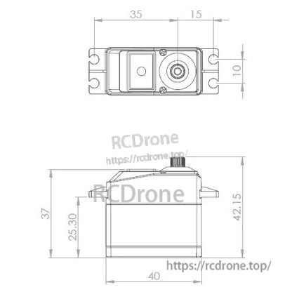 MKS DS1220 titanium gear servo dimensions: 35×15×10×40×42.15×37×25.30mm.