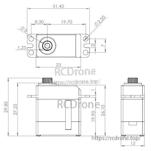 MKS DS6125E Servo, MKS DS6125E servo features titanium gears, CNC aluminum case, and operates at 4.8–7.0V.