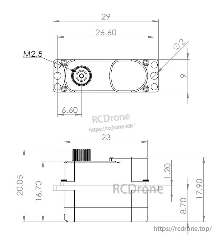 MKS DS75K Digital Micro Servo Motor 3.5-6.0V, Coreless, Metal Alloy Gear, 7.5 g, 23x9x16.7 mm