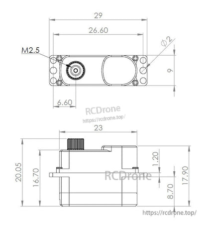 MKS DS75K Digital Micro Servo Motor 3.5-6.0V, Coreless, Metal Alloy Gear, 7.5 g, 23x9x16.7 mm