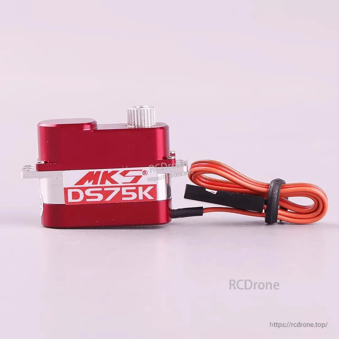 MKS DS75K Digital Micro Servo, MKS DS75K: 7.5g coreless micro servo with metal gears, 23x9x16.7mm, 3.5–6.0V.
