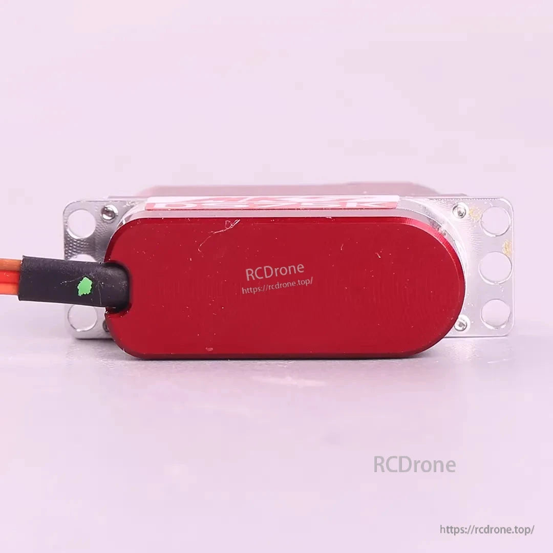 MKS DS75K Digital Micro Servo, Red servo motor with black cable attached