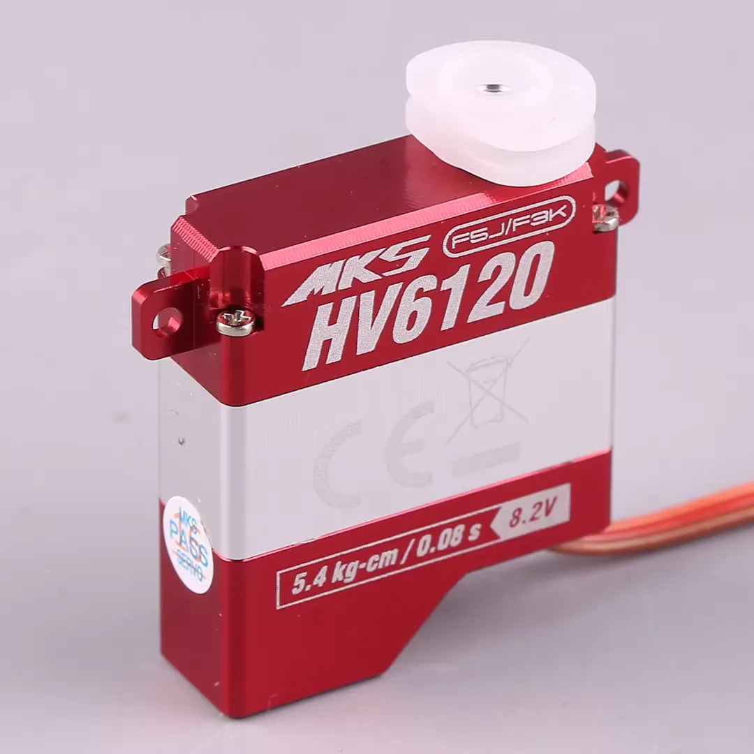 MKS HV6120 Brushless Metal Gear Digital Wing Servo — 5.0 kg-cm (7.4V), 0.089 s, 11 g, 3.5–8.4V for F5J/F3J/F3K
