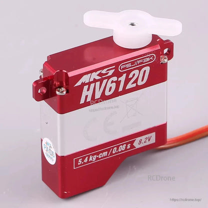 MKS HV6120 Brushless Metal Gear Digital Wing Servo, MKS HV6120: compact, high-performance digital wing servo with 5.4 kg-cm torque, metal gears, and 0.08s speed for F5J/F3K models.