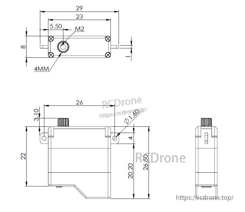 MKS HV6120 Brushless Metal Gear Digital Wing Servo, MKS HV6120 servo: 5kg-cm torque, 0.089s speed, 11g weight, operates at 3.5–8.4V.