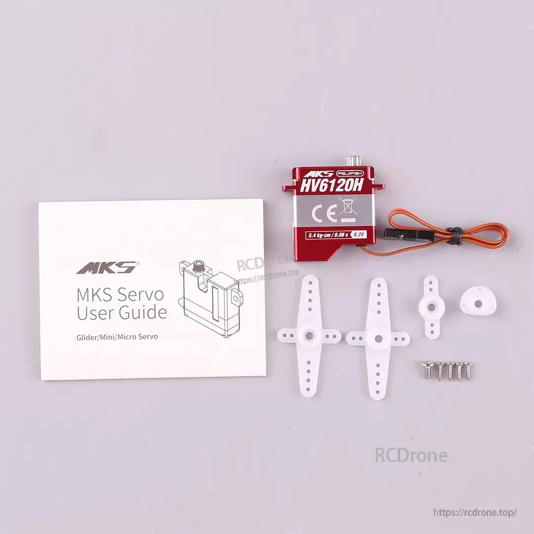 MKS HV6120H Digital Wing Servo, MKS HV6120H digital servo: coreless motor, metal gears, 5.4 kg-cm torque, 0.08s speed, for gliders and micro aircraft.