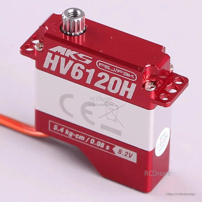 MKS HV6120H Digital Wing Servo, MKS HV6120H digital servo: coreless motor, metal gears, 5.4 kg-cm torque, 8.2V compatible for RC gliders.