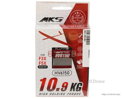 MKS HV6150 High Voltage Digital Wing Servo, MKS HV6150 servo offers high torque, metal gears, coreless motor, and precision for F3X/F5X ailerons; favored by RC pilots.