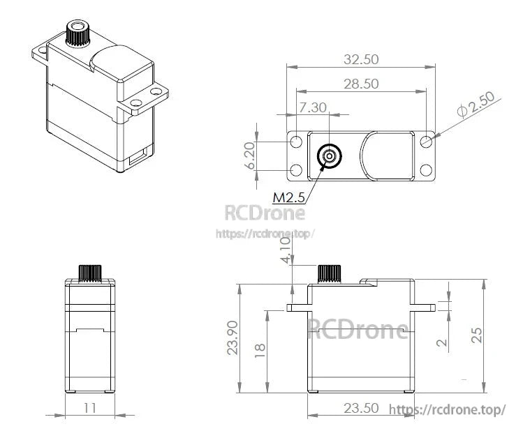 MKS HV6150H 메탈 기어 고전압 디지털 서보 모터, 코어리스, 4.8–8.4V, 10.9 kg-cm, 0.159초