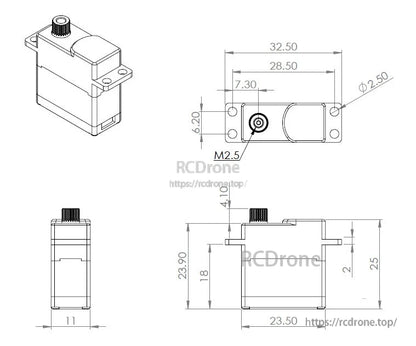 MKS HV6150H 메탈 기어 고전압 디지털 서보 모터, 코어리스, 4.8–8.4V, 10.9 kg-cm, 0.159초