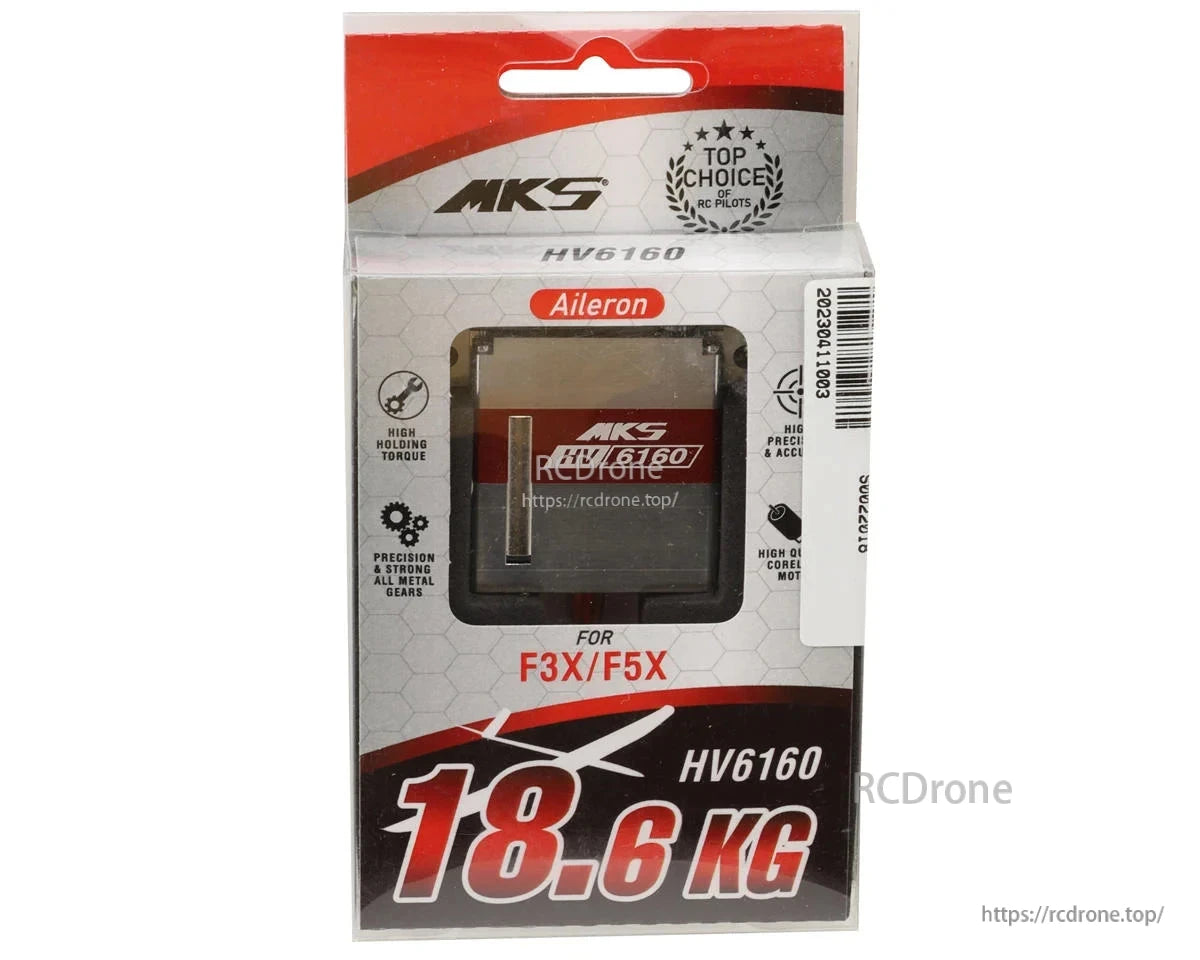 MKS HV6160 Servo, MKS HV6160 aileron servo offers high torque, all-metal gears, and coreless motor—ideal for thin-wing F3X/F5X models.