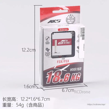 MKS HV6160 Servo, MKS HV6160 servo offers 18.6kg torque, metal gears, compact size, and light weight—ideal for F3X/F5X RC aircraft.