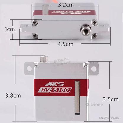 MKS HV6160 Servo, MKS HV6160 servo: metal gear, high-voltage digital, 18.6kg-cm torque, 0.133s speed, ideal for thin-wing applications.