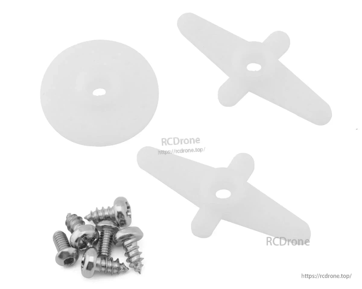 MKS HV6160 Servo, Servo accessories: plastic parts and metal screws for wing servos.