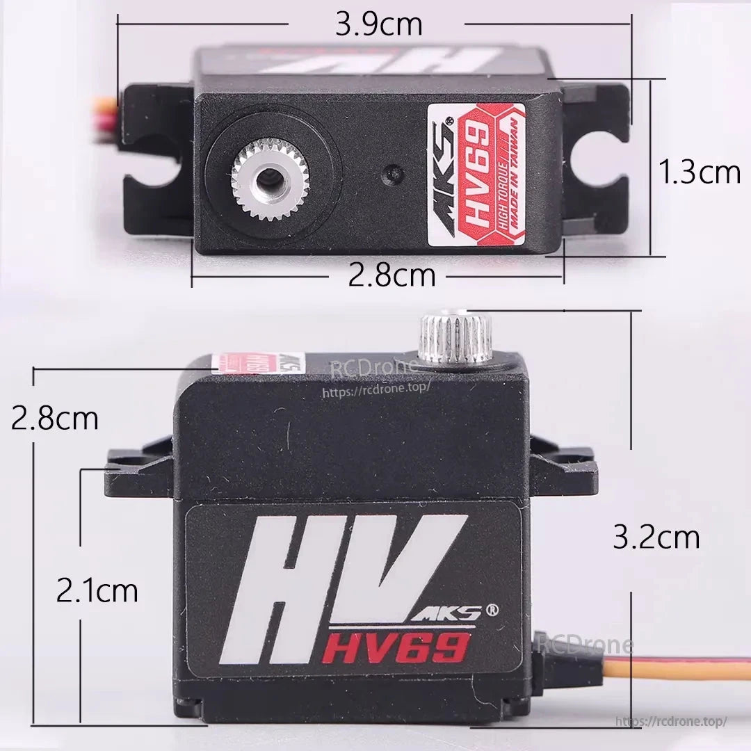 MKS HV69 Metal Gear Micro Digital Servo, MKS HV69: compact, high-torque metal gear micro servo for RC, detailed specs, made in Taiwan.