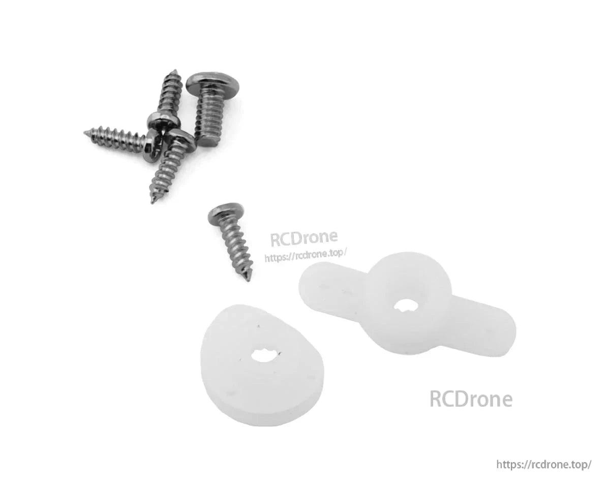 MKS HV70 Servo, Metal screws and white plastic servo components displayed