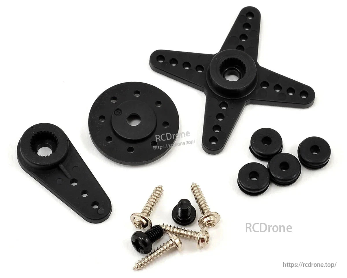 MKS HV747 Titanium Gear High Torque Servo, Black servo motor parts with screws and washers