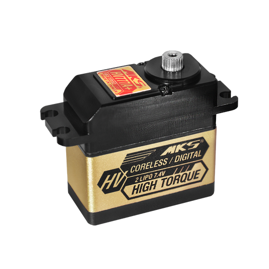 MKS HV777A+ coreless digital servo offers high torque, runs on 7.4V (2S LiPo), ideal for high-performance uses.