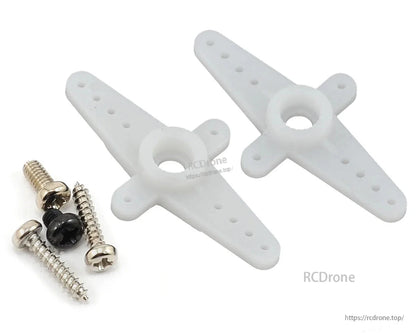 MKS HV93 Cyclic Servo, White plastic servo mounts with screws for RC helicopter use.