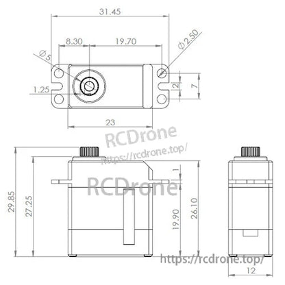 MKS HV93i HV Micro Tail Servo, MKS HV93i micro tail servo for RC helicopters: coreless, metal gear, operates at 6–8.4V.