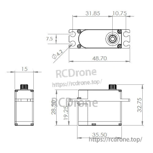 MKS HV9780 Rudder Servo, MKS HV9780 coreless rudder servo for RC helicopter tail, operates at 6.0–8.4V, 760µs/560Hz.