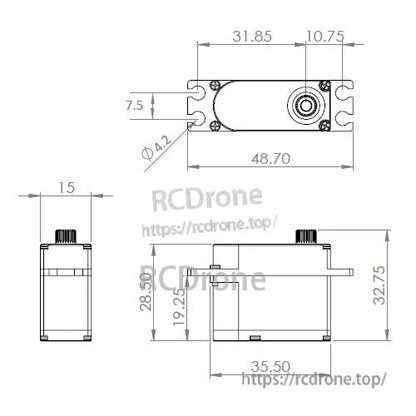 MKS HV9780 Rudder Servo, MKS HV9780 coreless rudder servo for RC helicopter tail, operates at 6.0–8.4V, 760µs/560Hz.