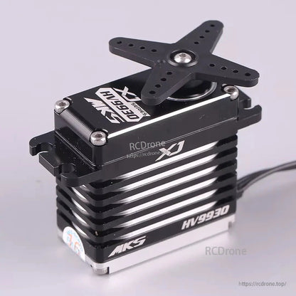 MKS HV9930 XJ Series high-torque digital servo motor with metal gears and star mount.