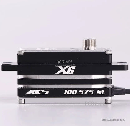 Compact, high-precision brushless servo with titanium gears for RC applications.