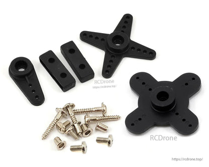 Black plastic servo mounting hardware with screws included