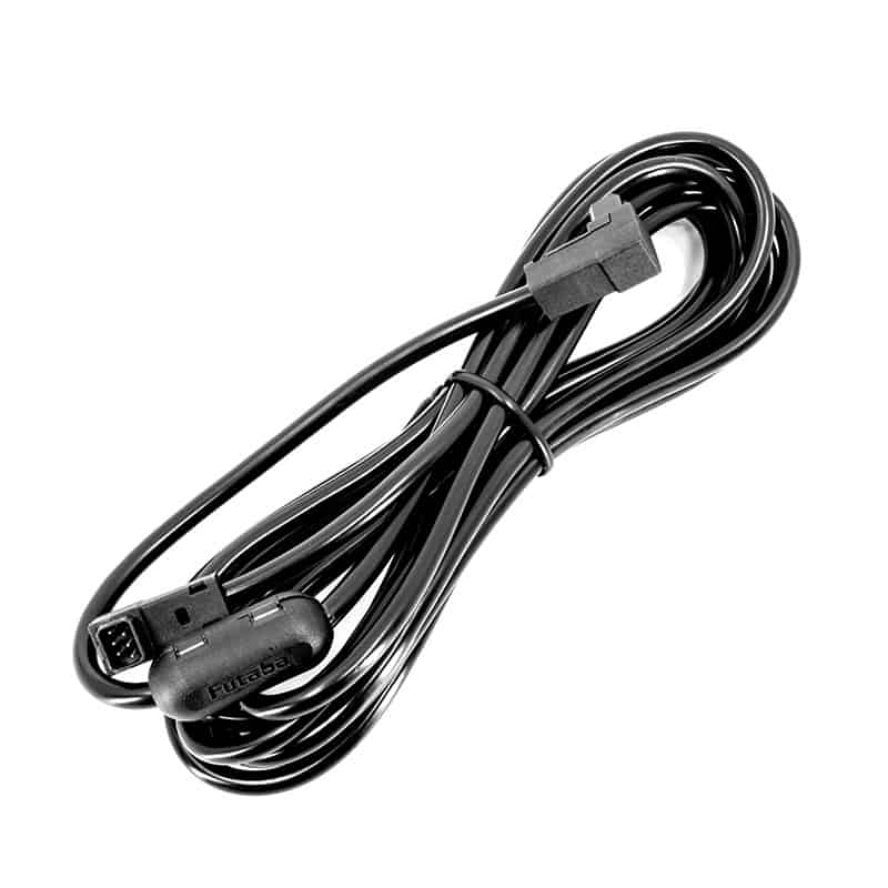 Futaba MM-TC-FG micro-to-micro trainer cord for 12FG transmitter, coiled black square micro trainer jack cable